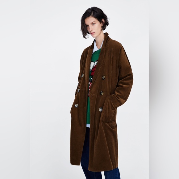 NWOT ZARA Brown Corduroy Coat - Picture 3 of 4